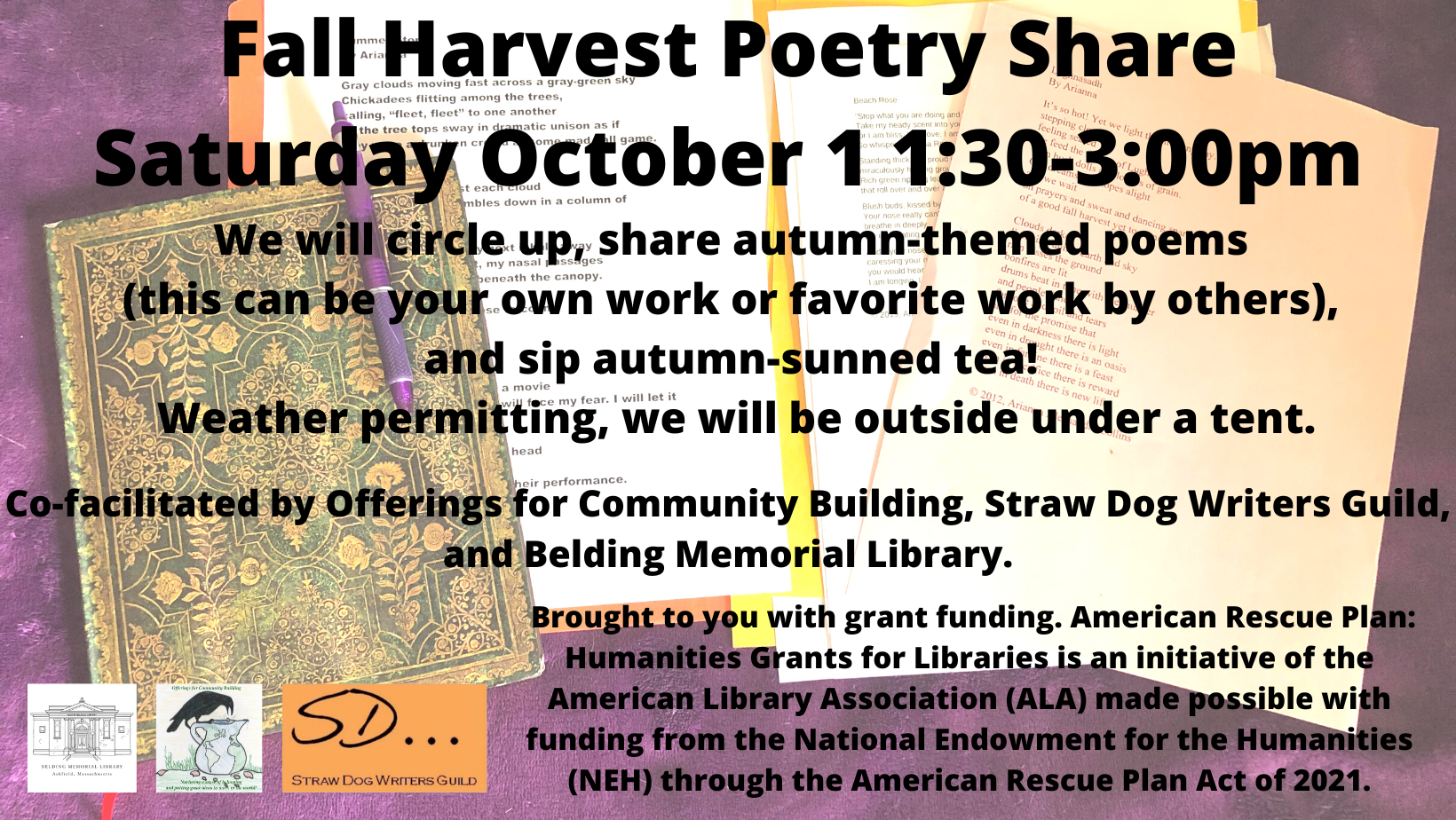 Fall Harvest Poetry Share in Ashfield