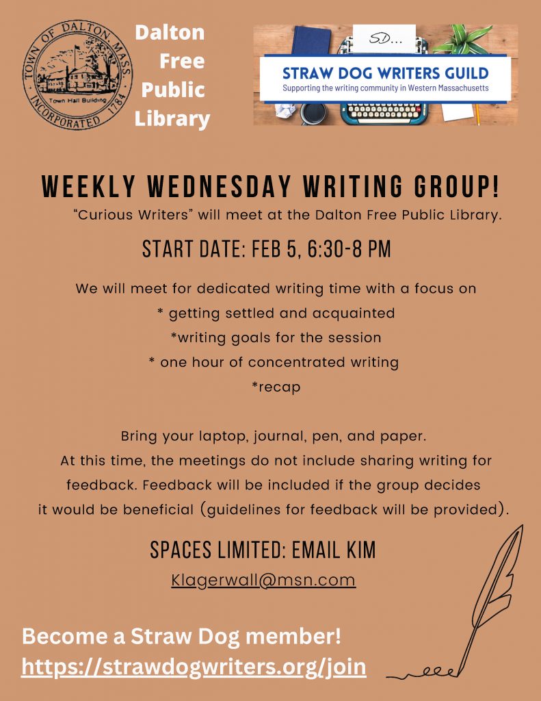 Weekly writing group at the Dalton Free Public Library