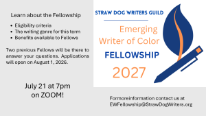 Learn about the Emerging Writing Fellow of Color - on ZOOM!